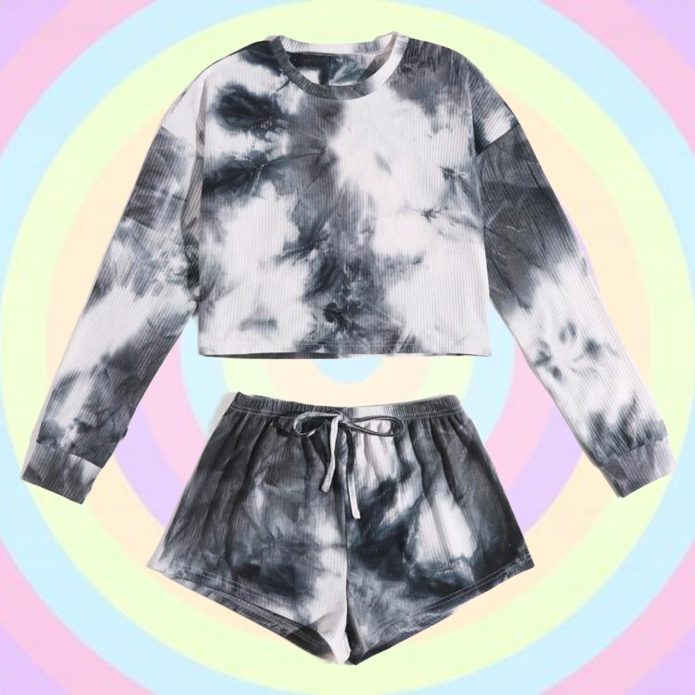 Black and White Tie-Dye Lounge Set